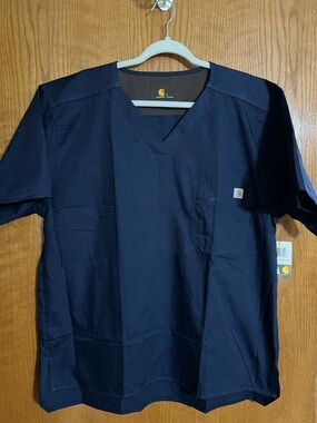 Carhartt Navy Blue V-Neck Work Scrub Shirt